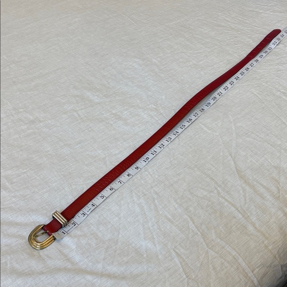 Liz Claiborne Vintage Leather Red Belt with Gold Buckle Women Large - Picture 5 of 7